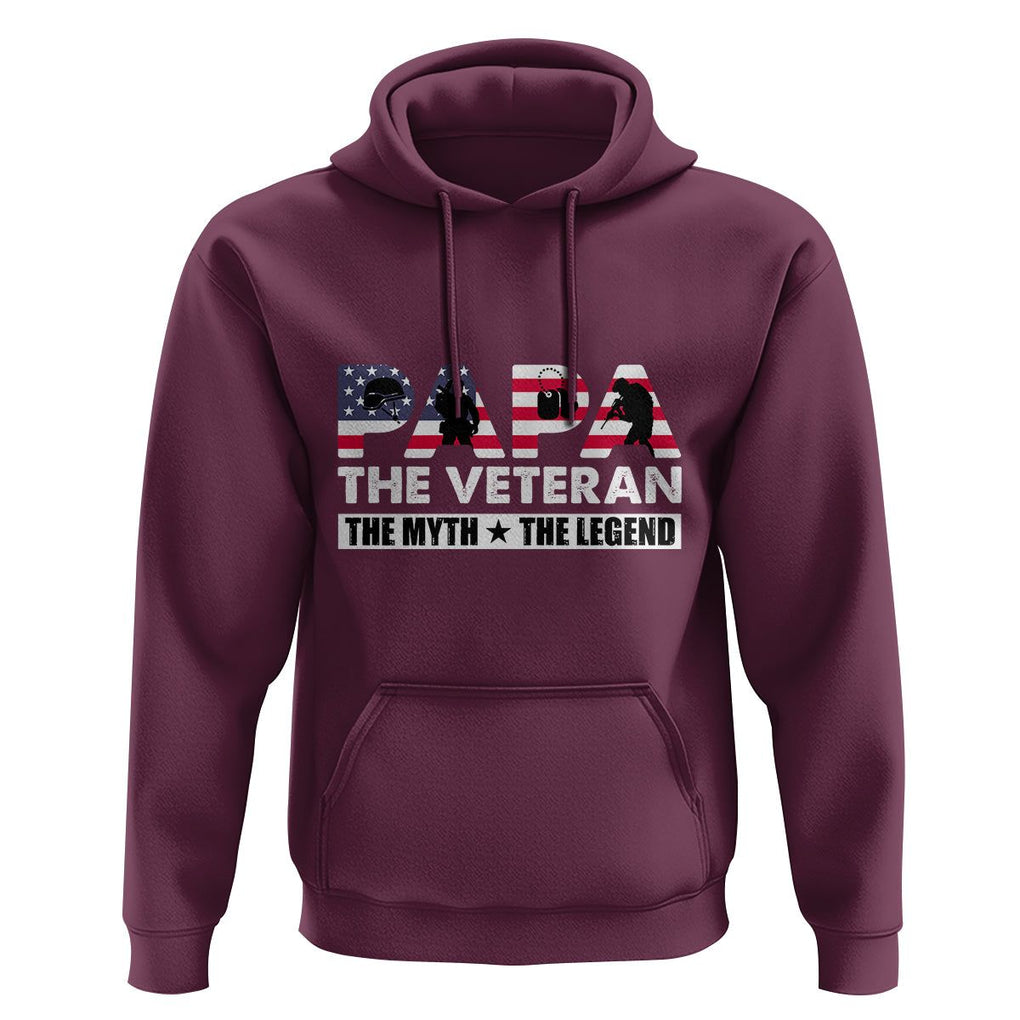 Patriotic Papa Hoodie The Veteran The Myth The Legend Dad Father's Day TS02 Maroon Print Your Wear