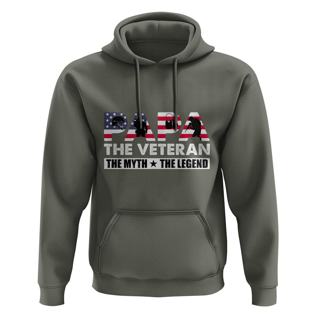 Patriotic Papa Hoodie The Veteran The Myth The Legend Dad Father's Day TS02 Military Green Print Your Wear