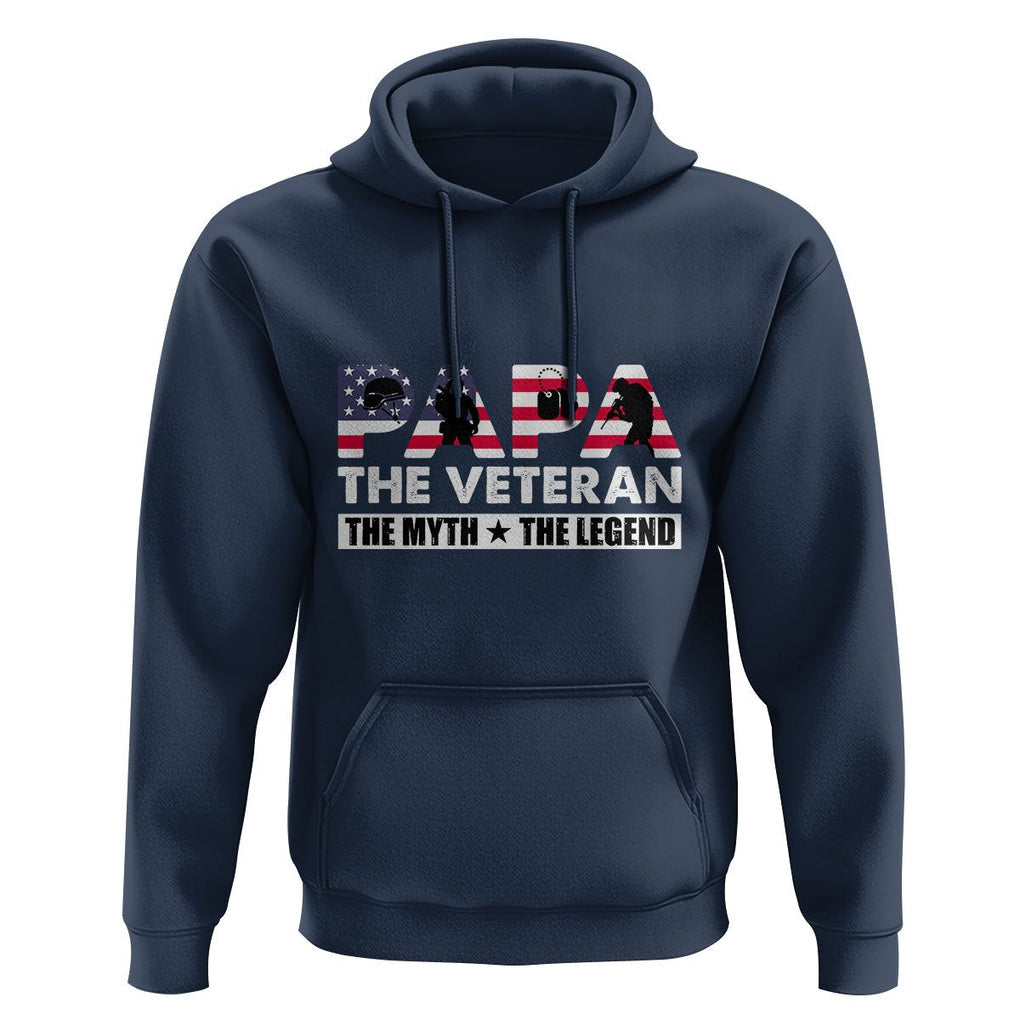 Patriotic Papa Hoodie The Veteran The Myth The Legend Dad Father's Day TS02 Navy Print Your Wear