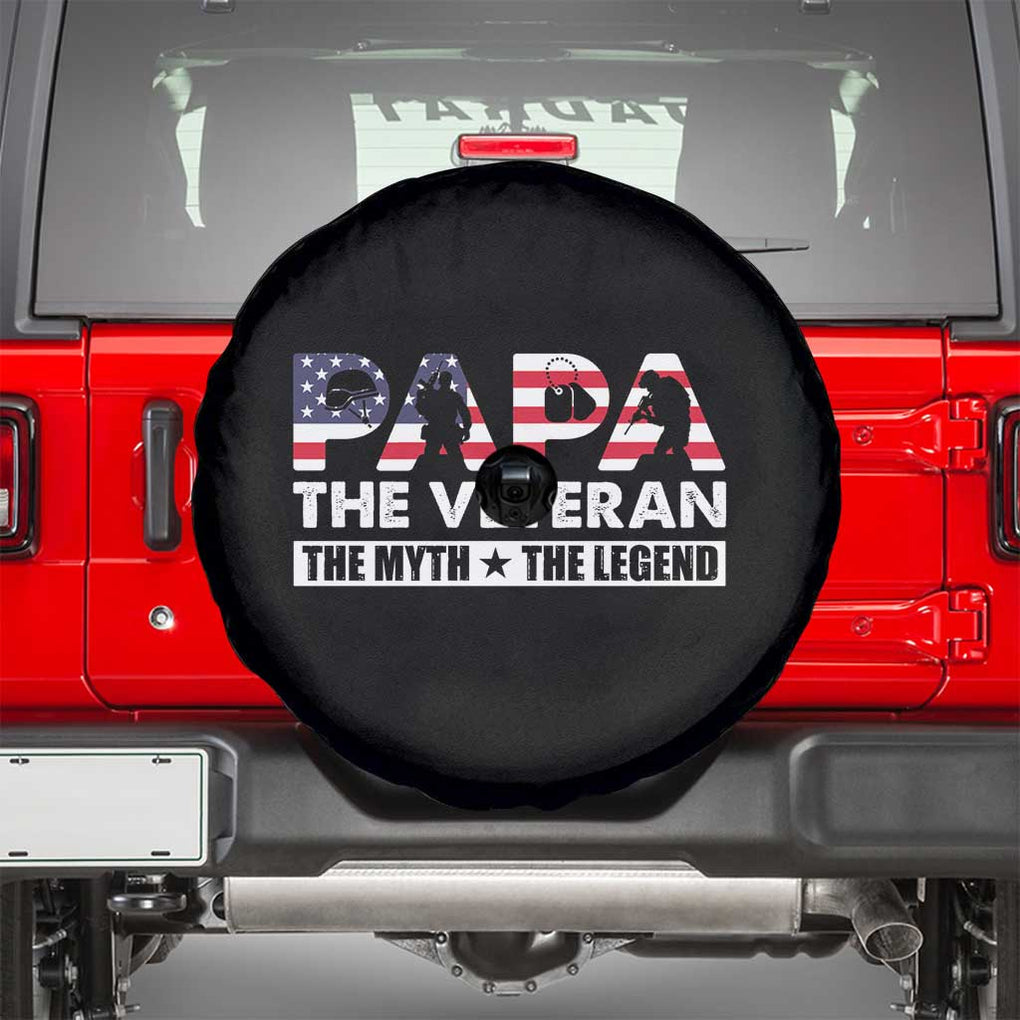 Patriotic Papa Spare Tire Cover The Veteran The Myth The Legend Dad Father's Day TS02 Black Print Your Wear