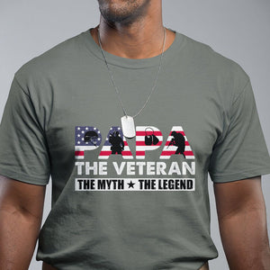 Patriotic Papa T Shirt - The Veteran The Myth The Legend Dad Fathers Day Gift Tee TS02 Military Green Print Your Wear