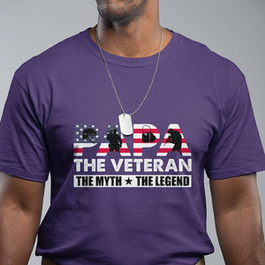 Patriotic Papa T Shirt - The Veteran The Myth The Legend Dad Fathers Day Gift Tee TS02 Purple Print Your Wear