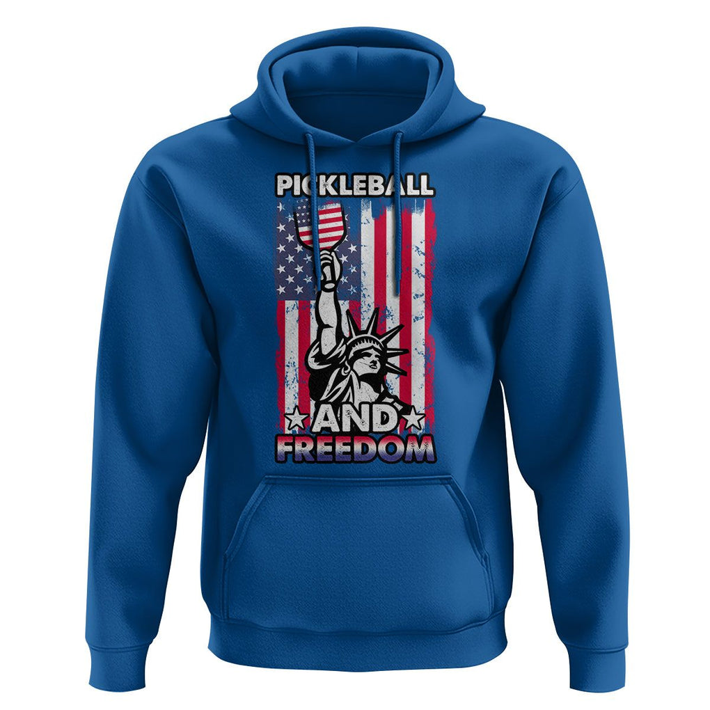 Pickleball And Freedom Hoodie Funny 4th of July American Flag TS02 Royal Blue Print Your Wear