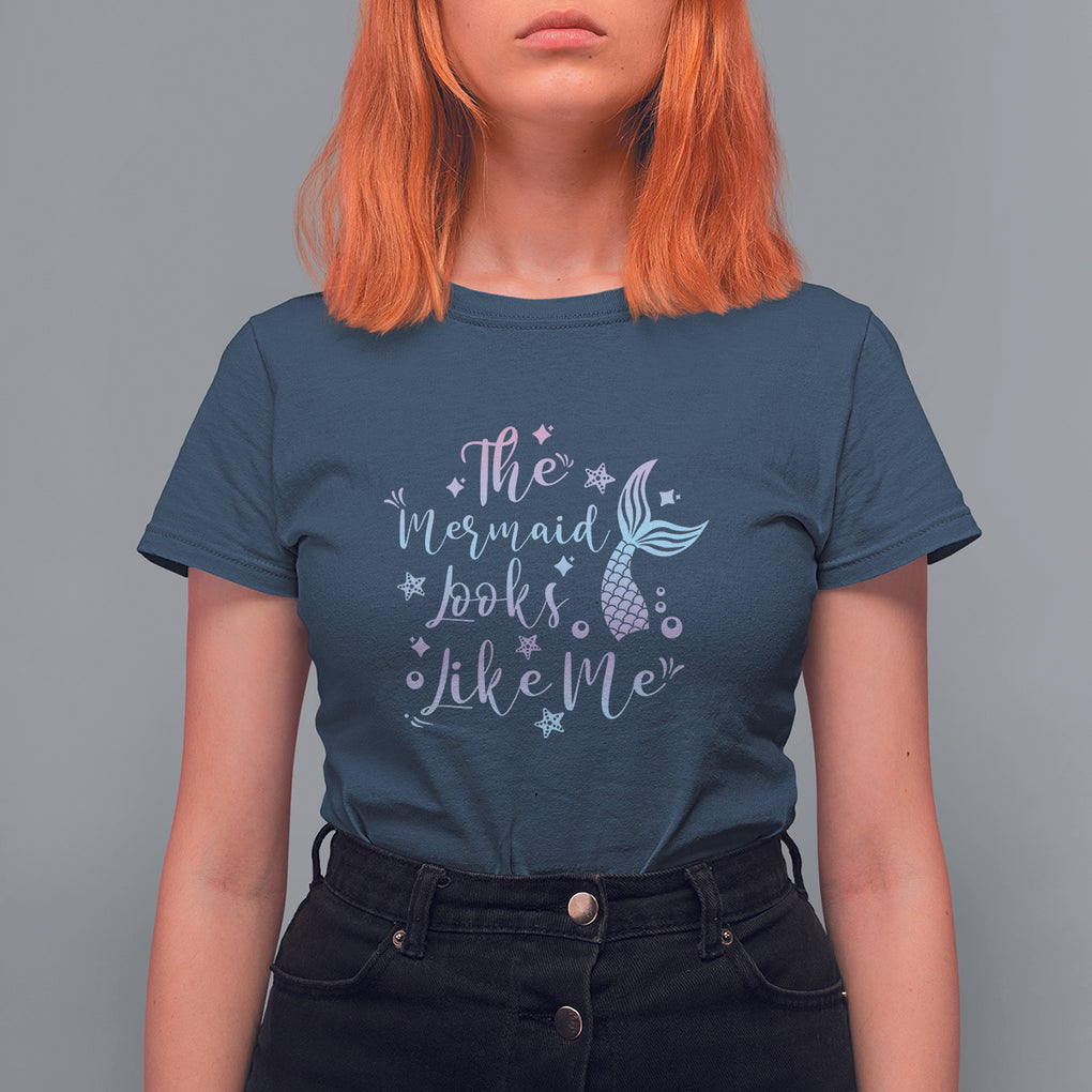 Funny Mythical The Mermaid Looks Like Me T Shirt For Women TS02 Navy Printyourwear