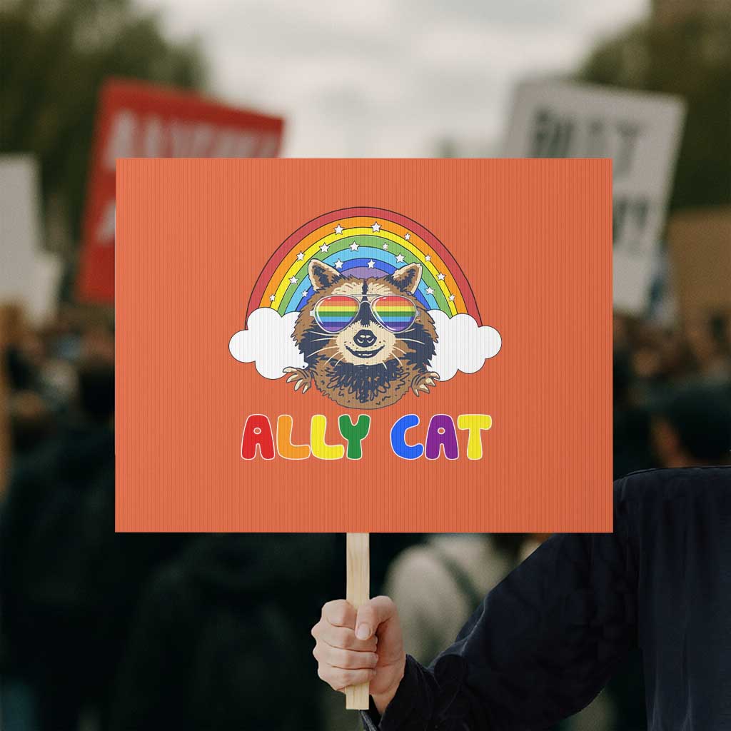Ally Street Cat Rainbow Raccoon Protest Sign Funny LGBTQ+ Pride Support TS02 Horizontal 18