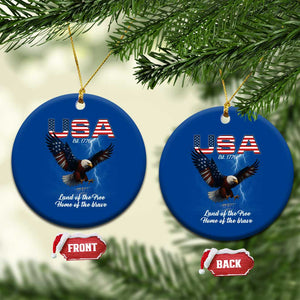 Bold Patriotic American Eagle Ceramic Ornament Land of the Free Home of the Brave Est 1776 TS02 1pc Blue Print Your Wear
