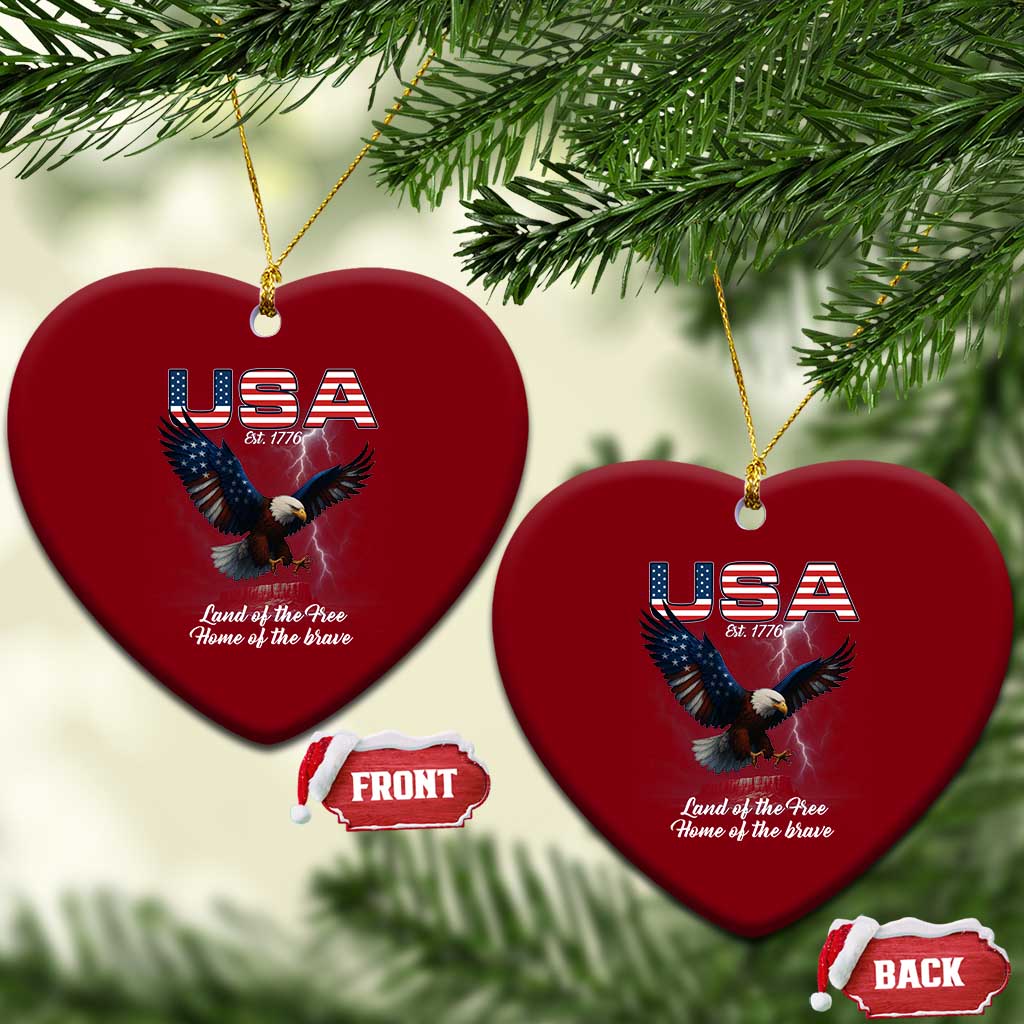 Bold Patriotic American Eagle Ceramic Ornament Land of the Free Home of the Brave Est 1776 TS02 Print Your Wear