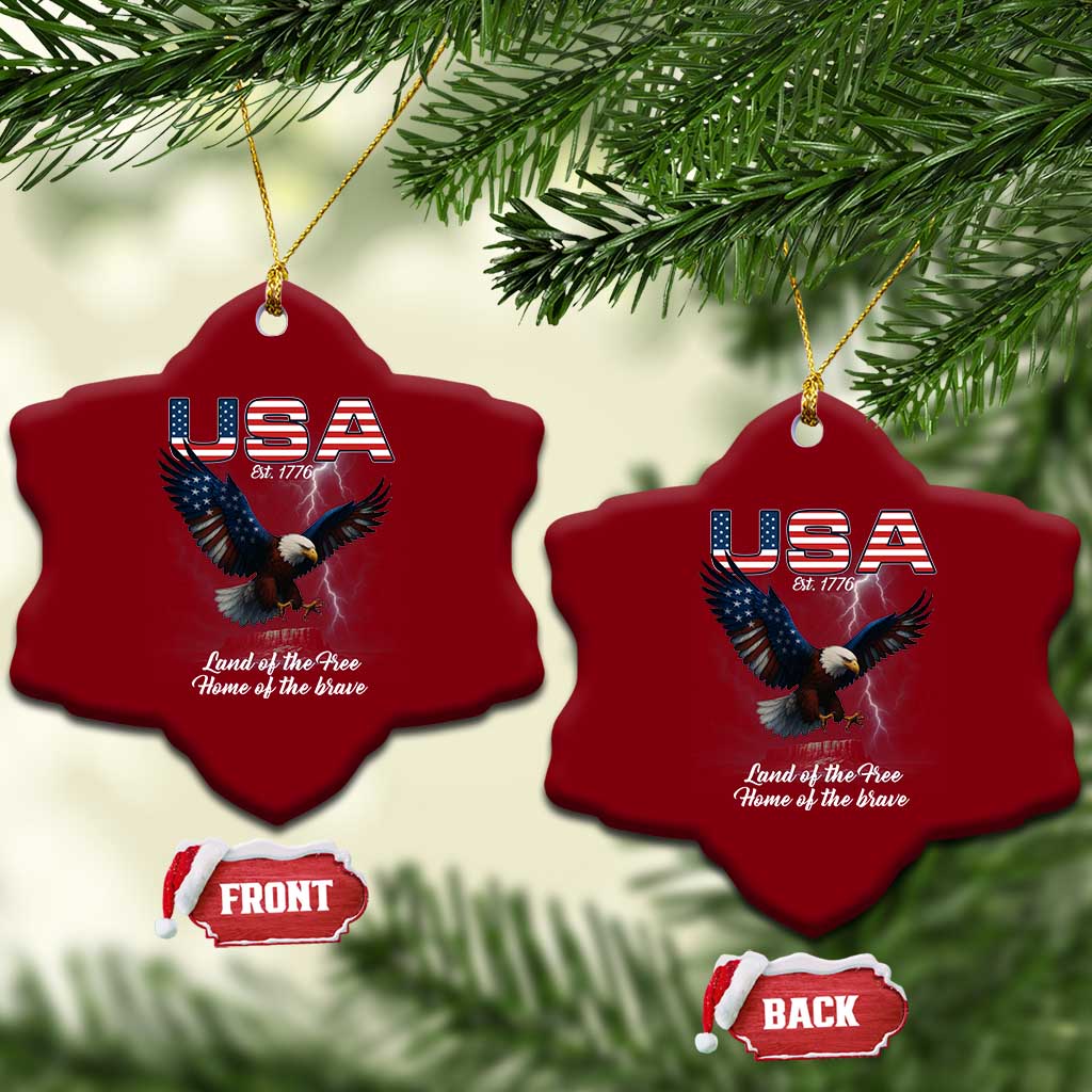 Bold Patriotic American Eagle Ceramic Ornament Land of the Free Home of the Brave Est 1776 TS02 Print Your Wear
