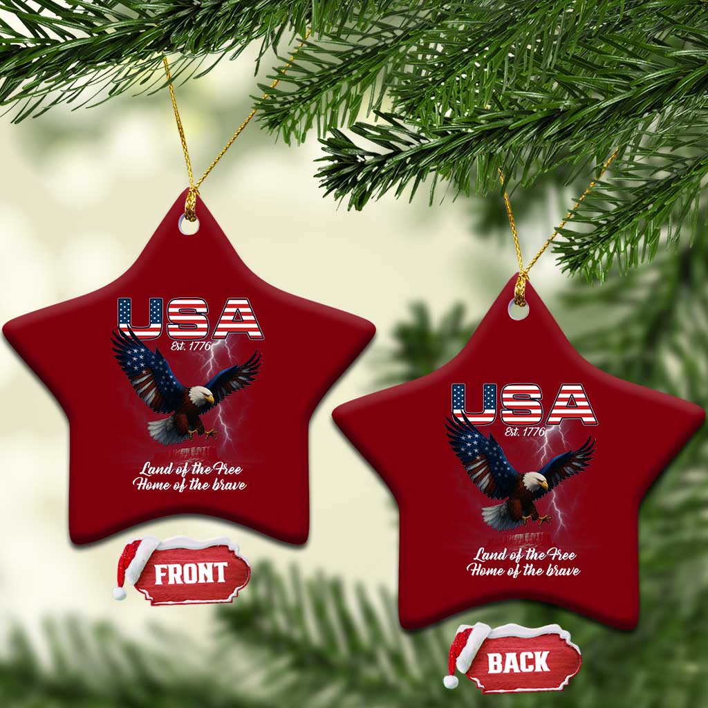 Bold Patriotic American Eagle Ceramic Ornament Land of the Free Home of the Brave Est 1776 TS02 Print Your Wear