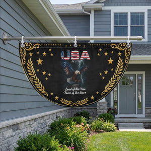 Bold American Bald Eagle Patriotic Fan Flag Land of the Free Home of the Brave Est 1776