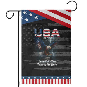 Bold Patriotic American Eagle Garden Flag Land of the Free Home of the Brave Est 1776 TS02 Distressed Black Blue Print Your Wear