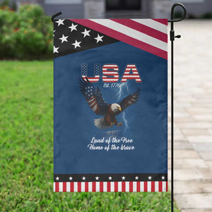 Bold Patriotic American Eagle Garden Flag Land of the Free Home of the Brave Est 1776 TS02 Classic Blue Black Print Your Wear