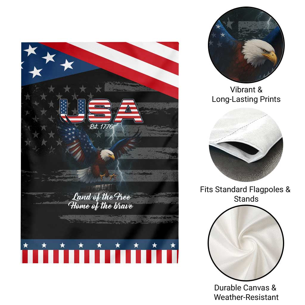 Bold Patriotic American Eagle Garden Flag Land of the Free Home of the Brave Est 1776 TS02 Print Your Wear