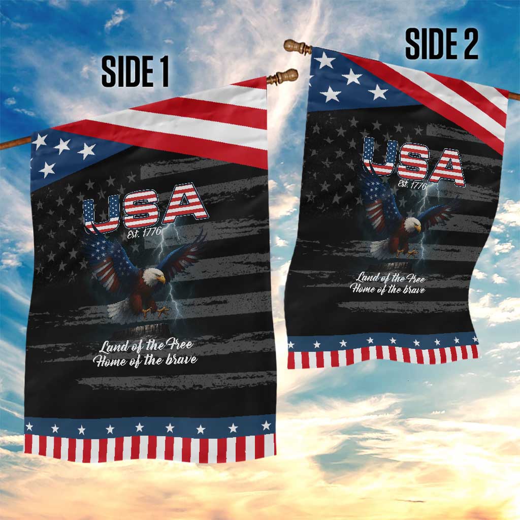 Bold Patriotic American Eagle Garden Flag Land of the Free Home of the Brave Est 1776 TS02 Print Your Wear
