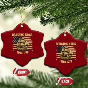 Rejecting Kings Since 1776 Ceramic Ornament Historic Ship Sailboat Distressed American Flag TS02 Print Your Wear