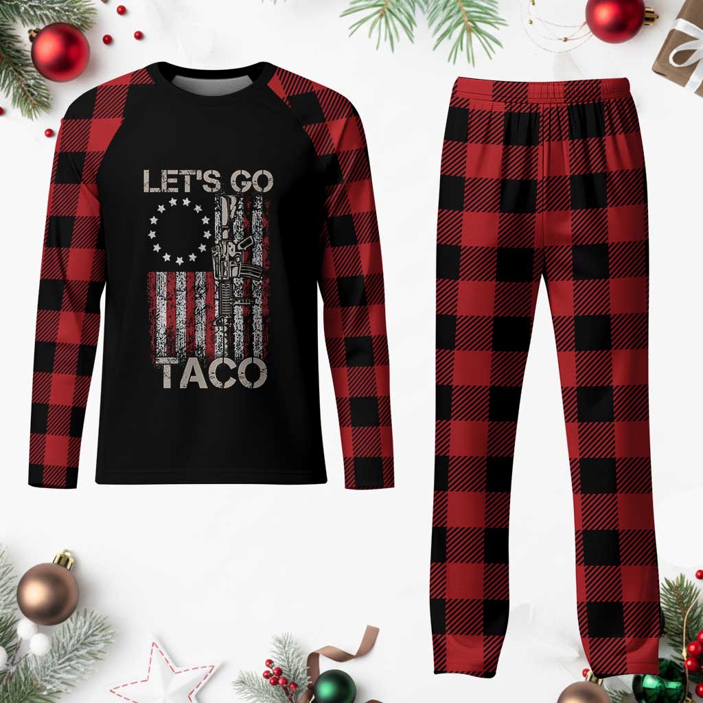 Lets Go Taco Betsy Ross Flag Plaid Pajama Set Vintage Patriotic Rifle Gun Rights TS02 Buffalo Plaid Print Your Wear