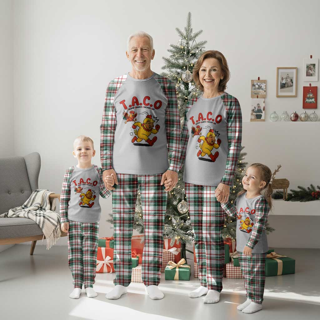 Funny TACO Running Chicken Plaid Pajama Set Trump Always Chickens Out Hilarious Political TS02 Christmas Plaid Print Your Wear
