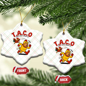 Funny TACO Running Chicken Ceramic Ornament Trump Always Chickens Out Hilarious Political TS02 Print Your Wear