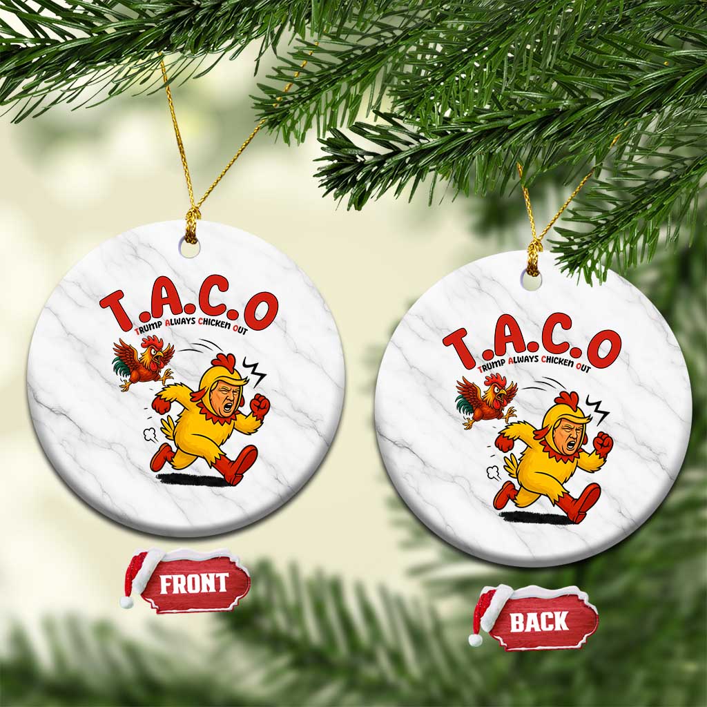 Funny TACO Running Chicken Ceramic Ornament Trump Always Chickens Out Hilarious Political TS02 1pc White Marble Print Your Wear