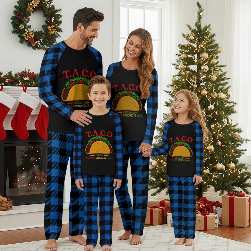 Funny TACO Trump Always Chickens Out Plaid Pajama Set Funny Political Satire Tacos Lover TS02 Blue Plaid Print Your Wear