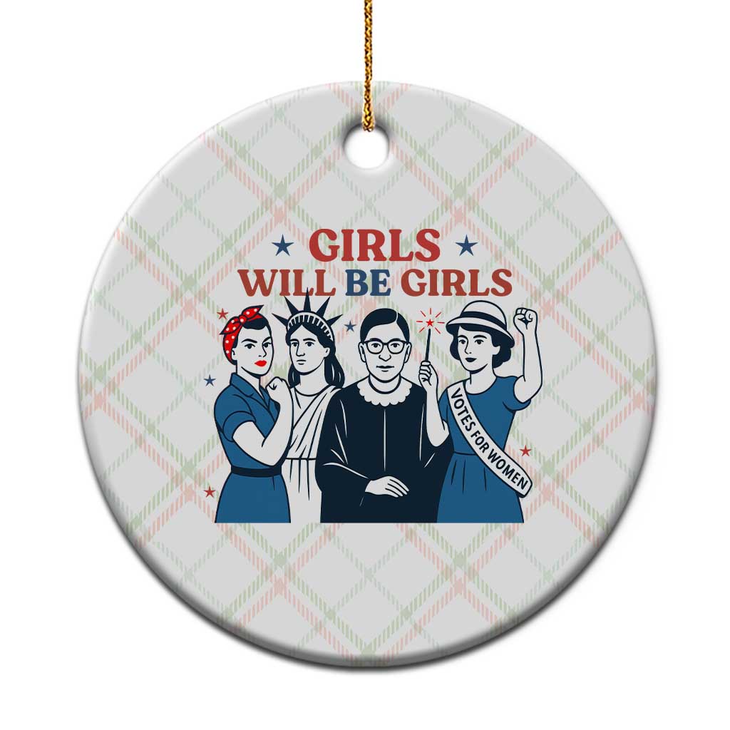 Patriotic Feminist Empowerment Ceramic Ornament Girl Will Be Girls Womens Rights 4th of July TS02 1pc Christmas Plaid Print Your Wear