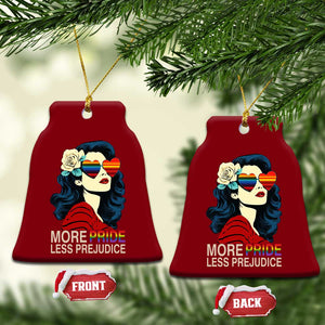 More Pride Less Prejudice Ceramic Ornament Retro Pride Month LGBTQ Feminist TS02 Print Your Wear
