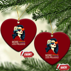 More Pride Less Prejudice Ceramic Ornament Retro Pride Month LGBTQ Feminist TS02 Print Your Wear