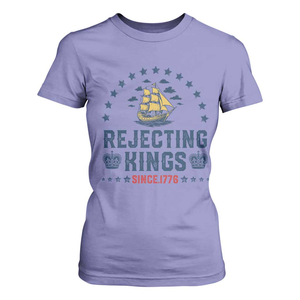 Rejecting Kings Since 1776 T Shirt For Women Vintage Patriotic Ship No King In America TS02 Violet Print Your Wear