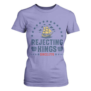 Rejecting Kings Since 1776 T Shirt For Women Vintage Patriotic Ship No King In America TS02 Violet Print Your Wear