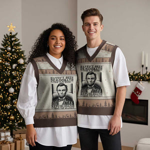 Funny Abe Lincoln Political History V-Neck Knit Sweater Vest Havenot Seen Democrats This Mad Since Republicans Freed the Slaves TS02 Mocha Mousse Print Your Wear