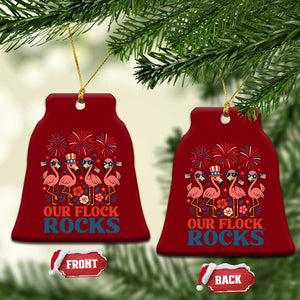 Our Flock Rocks Patriotic Flamingo Ceramic Ornament Funny 4th of July Family Matching TS02 Print Your Wear