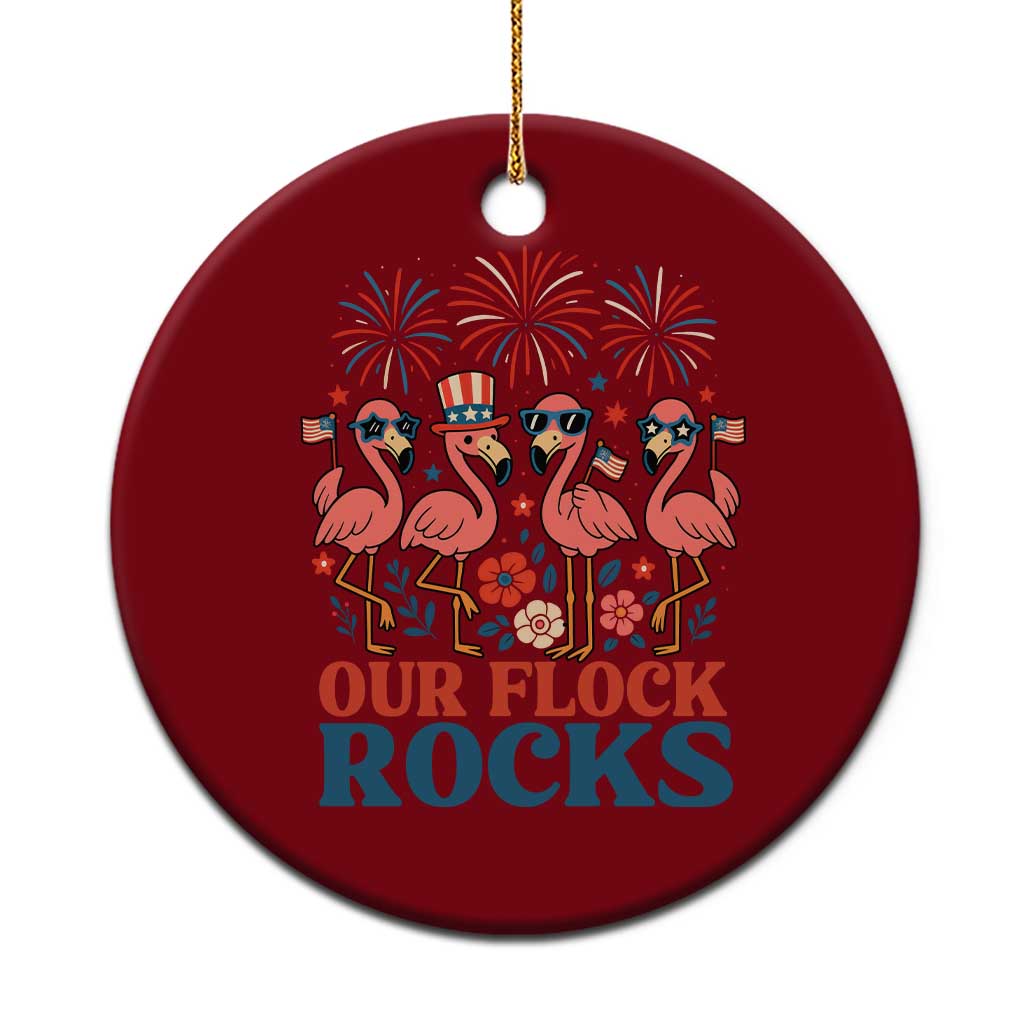 Our Flock Rocks Patriotic Flamingo Ceramic Ornament Funny 4th of July Family Matching TS02 1pc Red Print Your Wear
