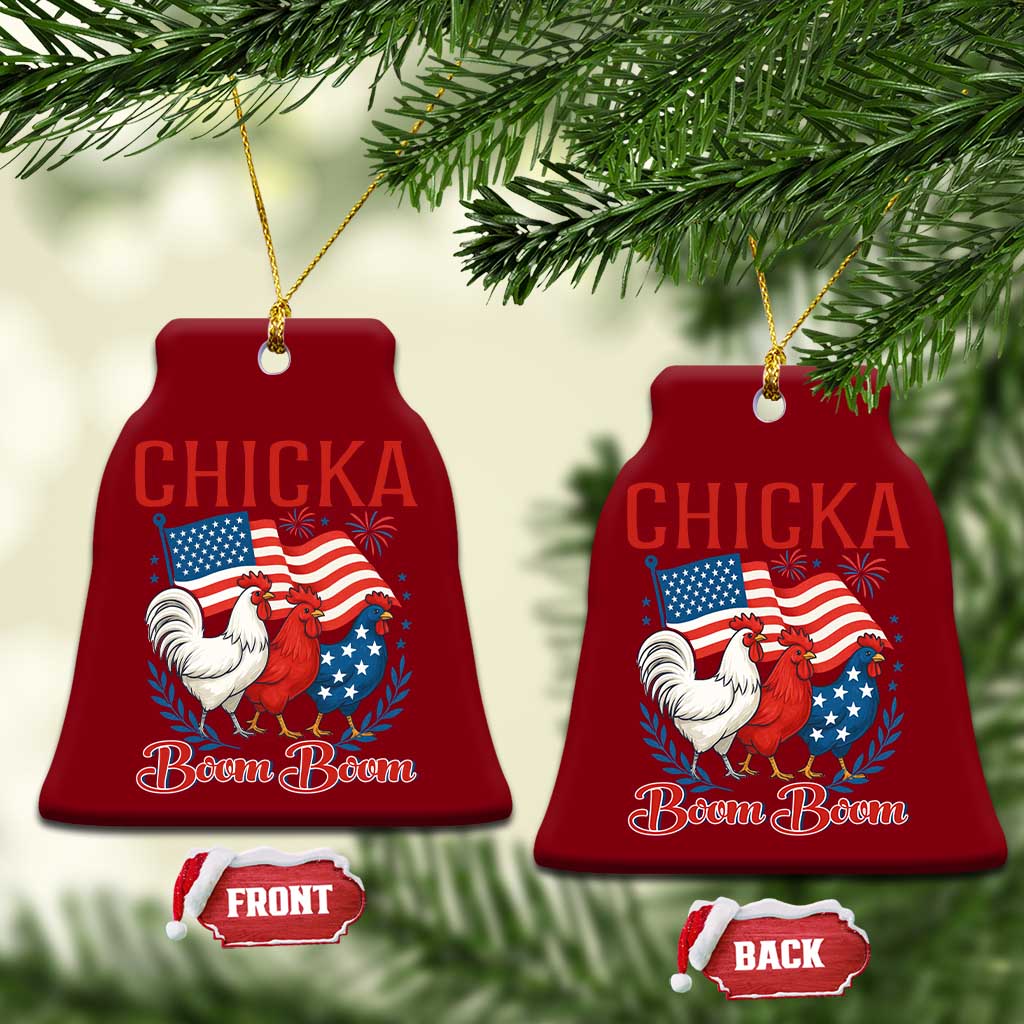 Chicka Boom Boom Patriotic Chicken Ceramic Ornament Funny Patriotic 4th of July Red White and Blue Farm TS02 Print Your Wear
