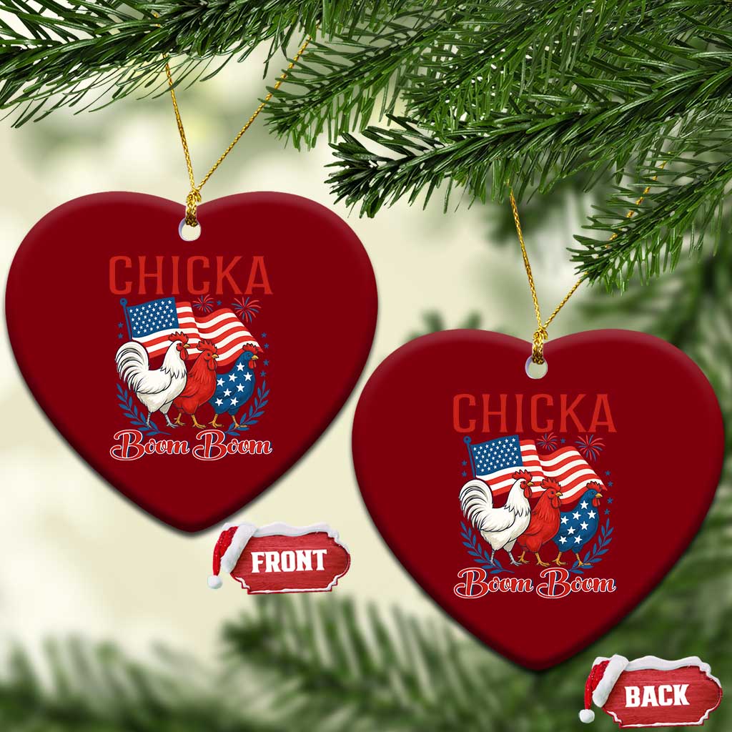 Chicka Boom Boom Patriotic Chicken Ceramic Ornament Funny Patriotic 4th of July Red White and Blue Farm TS02 Print Your Wear