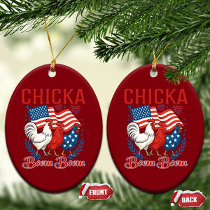 Chicka Boom Boom Patriotic Chicken Ceramic Ornament Funny Patriotic 4th of July Red White and Blue Farm TS02 Print Your Wear
