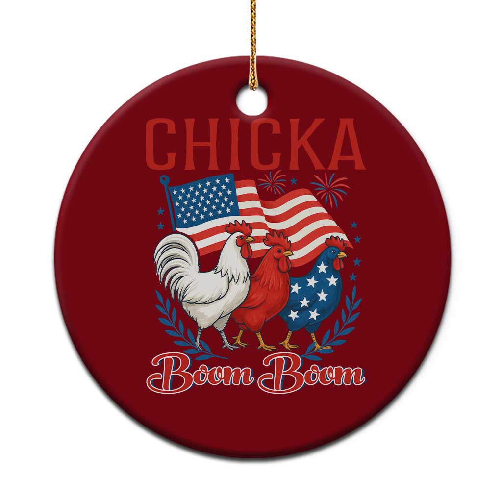 Chicka Boom Boom Patriotic Chicken Ceramic Ornament Funny Patriotic 4th of July Red White and Blue Farm TS02 1pc Red Print Your Wear