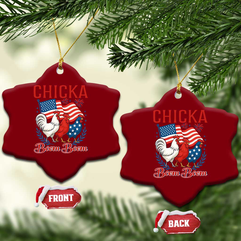 Chicka Boom Boom Patriotic Chicken Ceramic Ornament Funny Patriotic 4th of July Red White and Blue Farm TS02 Print Your Wear