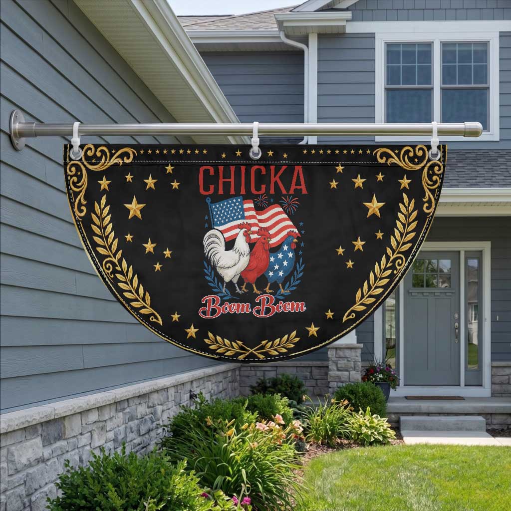 Chicka Boom Boom American Chicken Patriotic Fan Flag Funny 4th of July Red White and Blue Farm