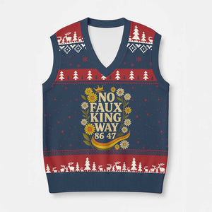No Faux King Way 8647 V-Neck Knit Sweater Vest Subtle Resist 70s Retro Floral TS02 Navy Red Print Your Wear