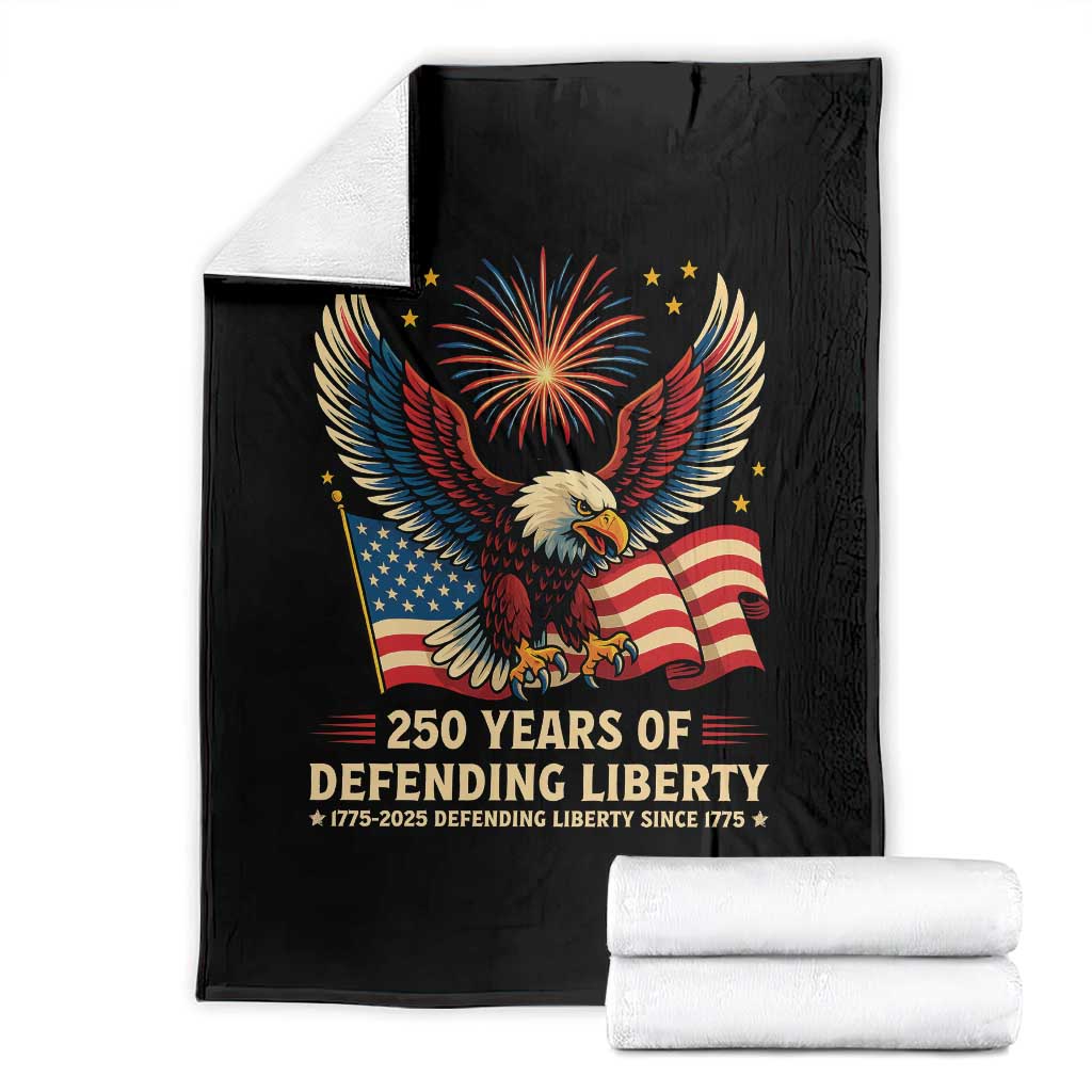 Patriotic Eagle US Army 250th Anniversary Throw Blanket 250 Years of Defending Liberty 1775 2025 TS02 Black Print Your Wear