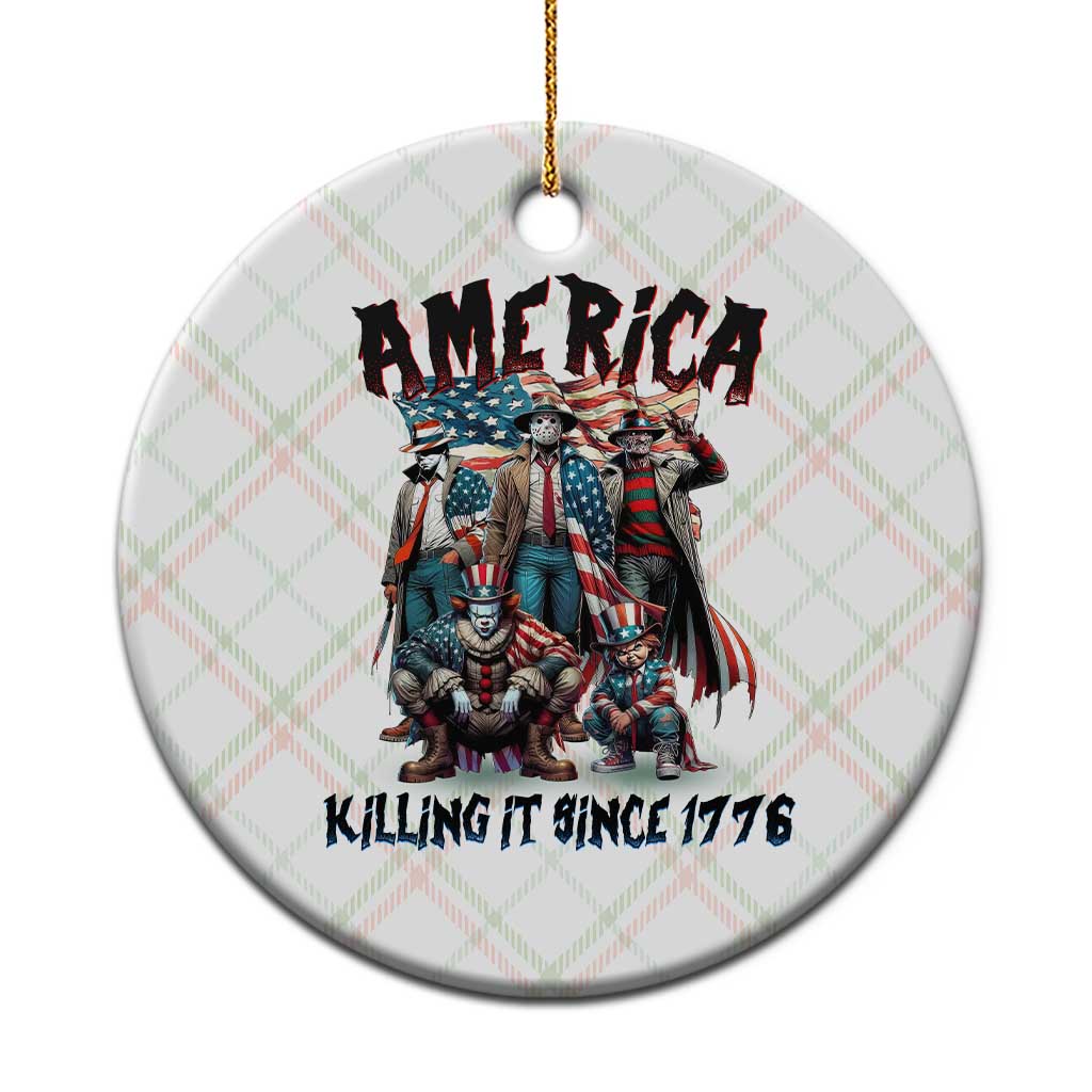 Patriotic Horror Mashup Ceramic Ornament America Killing It Since 1776 TS02 1pc Christmas Plaid Print Your Wear