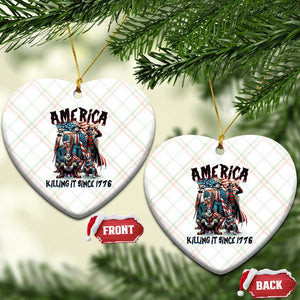 Patriotic Horror Mashup Ceramic Ornament America Killing It Since 1776 TS02 Print Your Wear