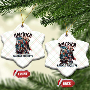 Patriotic Horror Mashup Ceramic Ornament America Killing It Since 1776 TS02 Print Your Wear