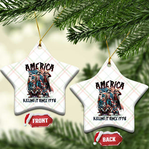 Patriotic Horror Mashup Ceramic Ornament America Killing It Since 1776 TS02 Print Your Wear