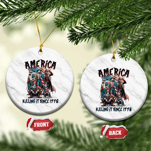 Patriotic Horror Mashup Ceramic Ornament America Killing It Since 1776 TS02 1pc White Marble Print Your Wear