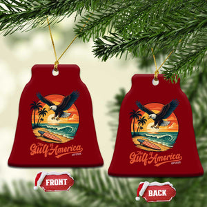 Gulf of USA 2025 Bald Eagle Ceramic Ornament Vintage Patriotic Beach Sunset 4th Of July TS02 Print Your Wear