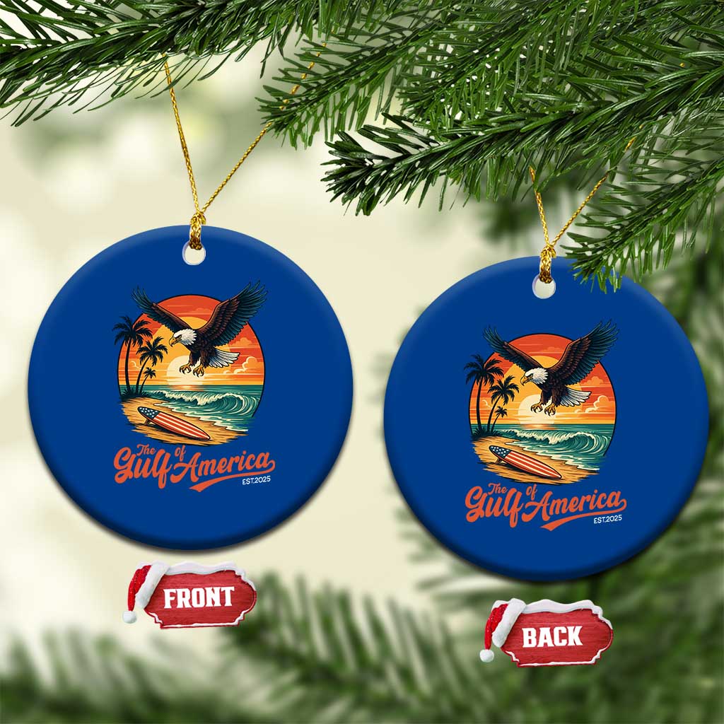 Gulf of USA 2025 Bald Eagle Ceramic Ornament Vintage Patriotic Beach Sunset 4th Of July TS02 1pc Blue Print Your Wear