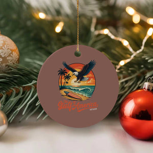 Gulf of USA 2025 Bald Eagle Ceramic Ornament Vintage Patriotic Beach Sunset 4th Of July TS02 1pc Mocha Print Your Wear