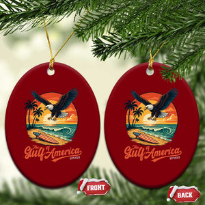Gulf of USA 2025 Bald Eagle Ceramic Ornament Vintage Patriotic Beach Sunset 4th Of July TS02 Print Your Wear