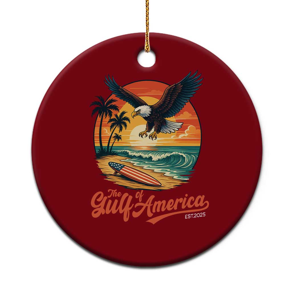 Gulf of USA 2025 Bald Eagle Ceramic Ornament Vintage Patriotic Beach Sunset 4th Of July TS02 1pc Red Print Your Wear